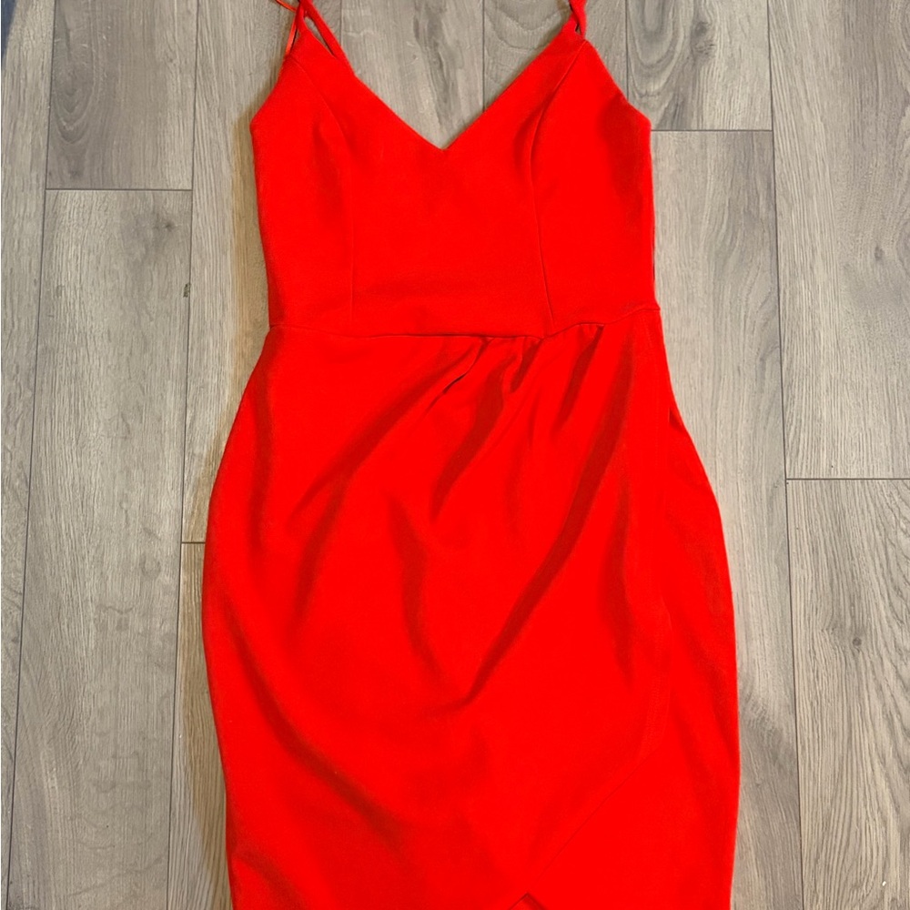 Eclipse Red V-Neck Spaghetti-Strap Midi Dress